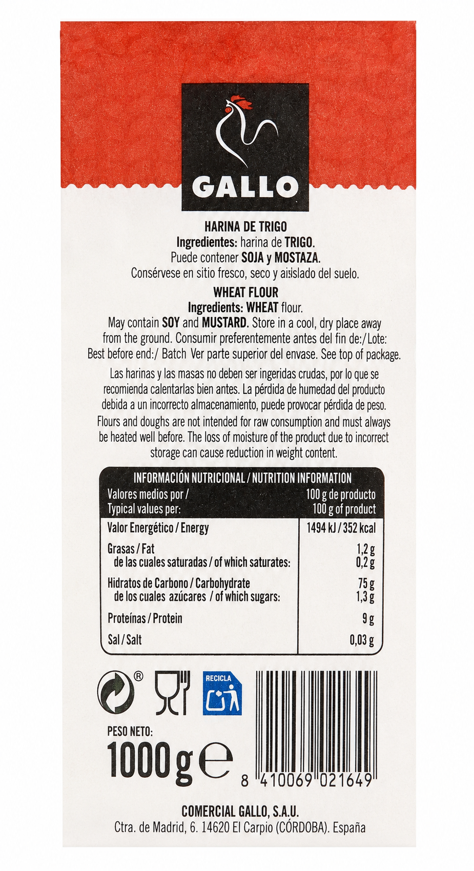 Gallo Harina Trigo Extra 1 kg