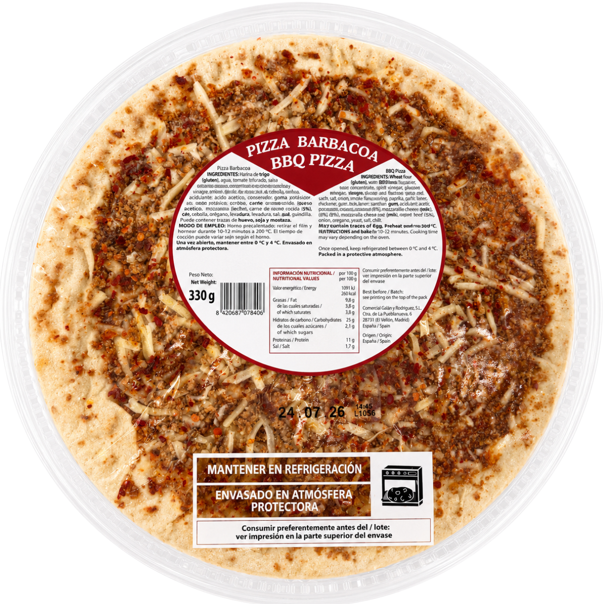PIZZA PALACIOS BARBACOA 330GR