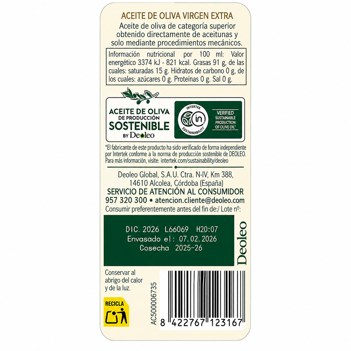 ACEITE DE OLIVA VIRGEN EXTRA HOJIBLANCA 1L