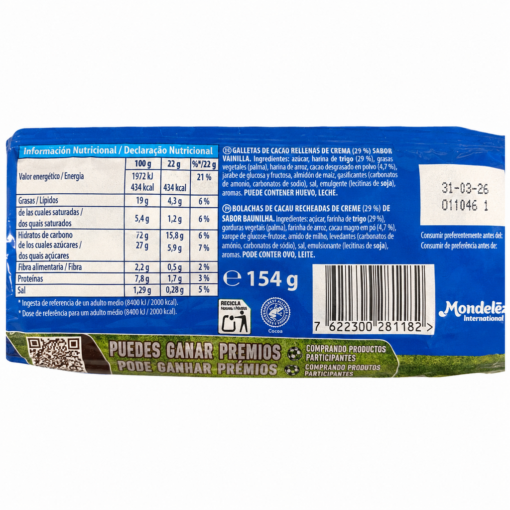 GALLETAS OREO RODILLO 154 GRS