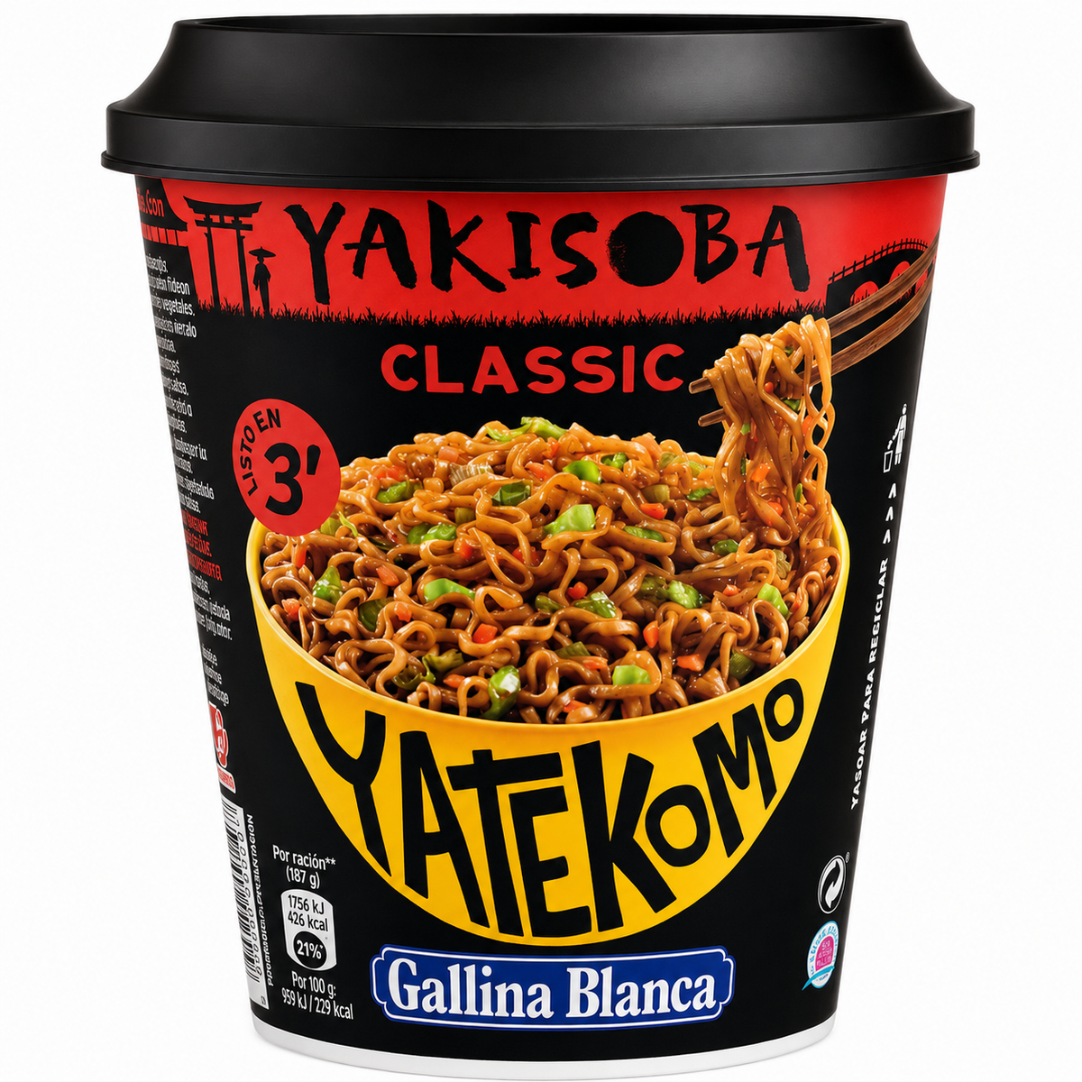 GALLINA BLANCA YATEKOMO YAKISOBA CLASSIC VASO 93GR