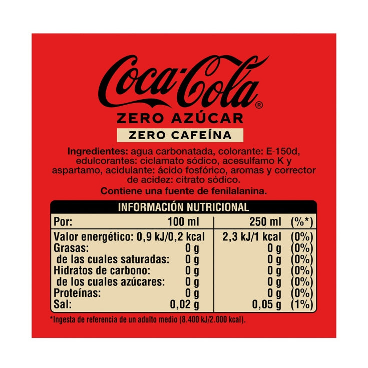 COCA COLA ZERO S/CAFEINA 500ML