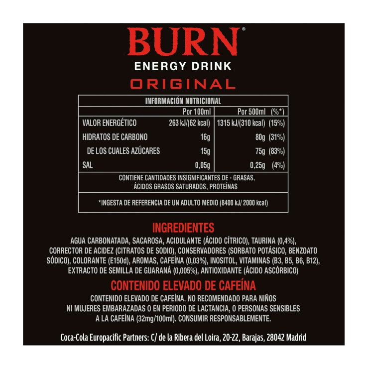 BURN ENERGY DRINK LATA 500 ML.