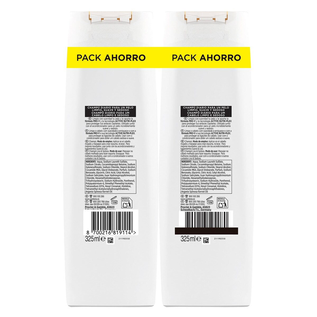 PANTENE CHAMPU SUAVE/LISO PACK-2X325ML