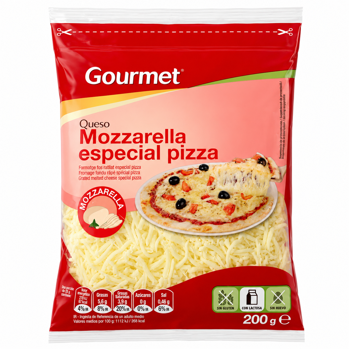 GOURMET QUESO MOZZARELLA RALLADO 200 G