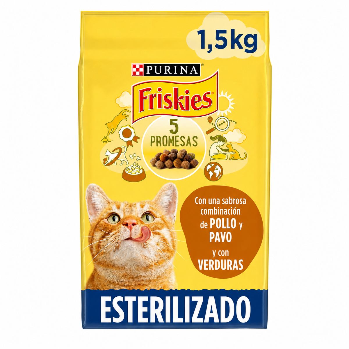 FRISKIES GATO ESTERILIZADO PAVO Y VERD. 1.5 KG