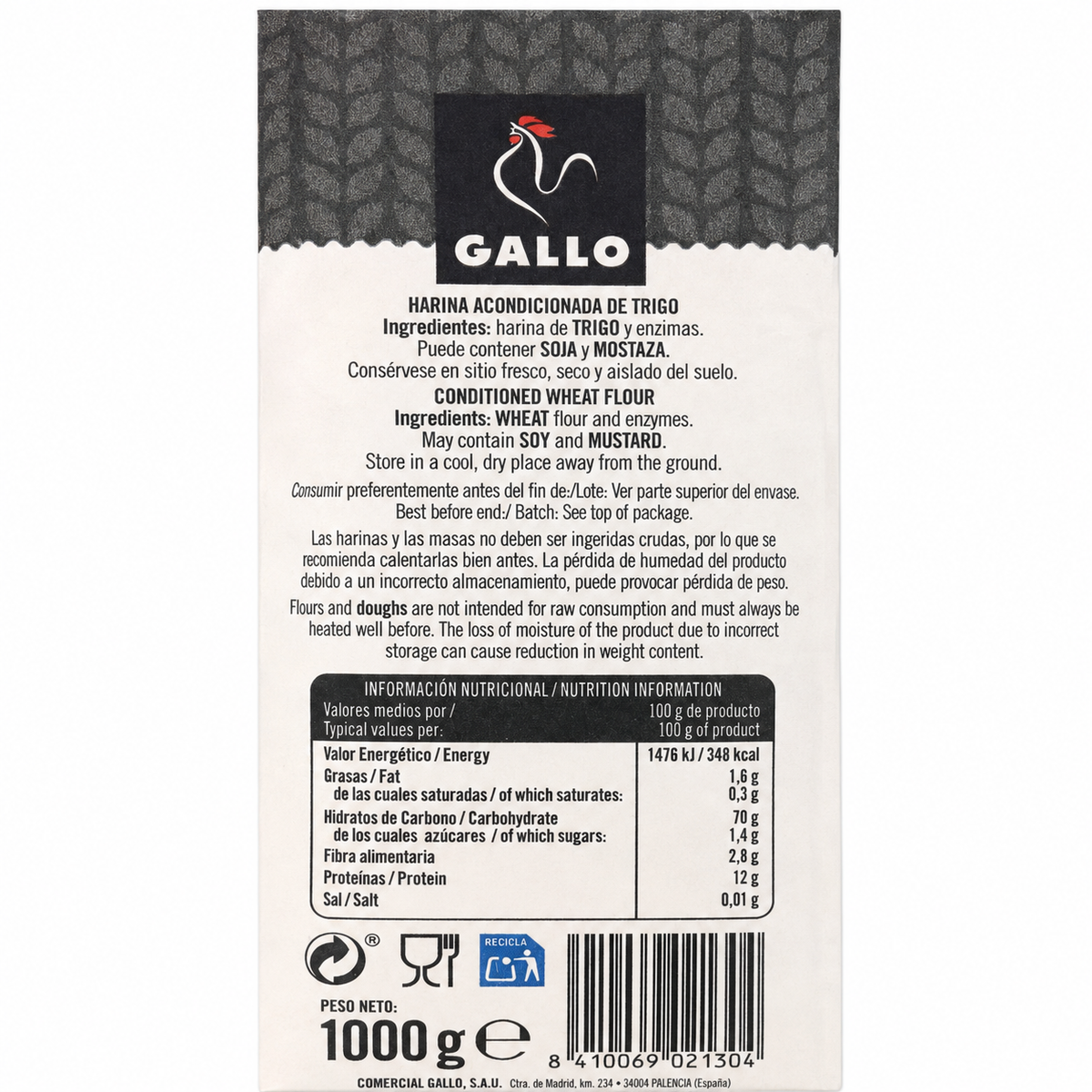 GALLO HARINA DE TRIGO FUERZA 1000GR