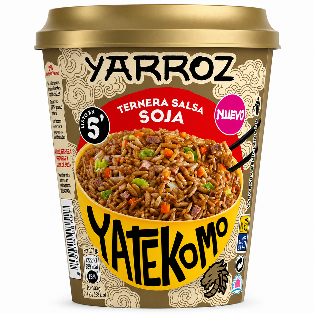 YATEKOMO YARROZ TERNERA SOJA VASO 84G