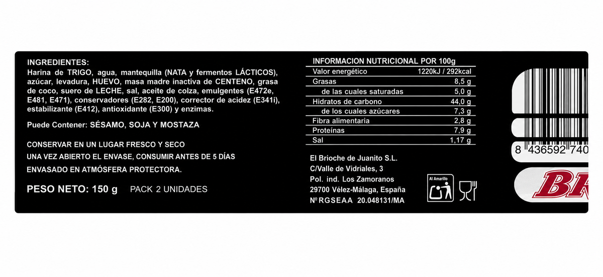 JUANITO BAKER PAN HAMBURGUESAS BRIOCHE 150GR