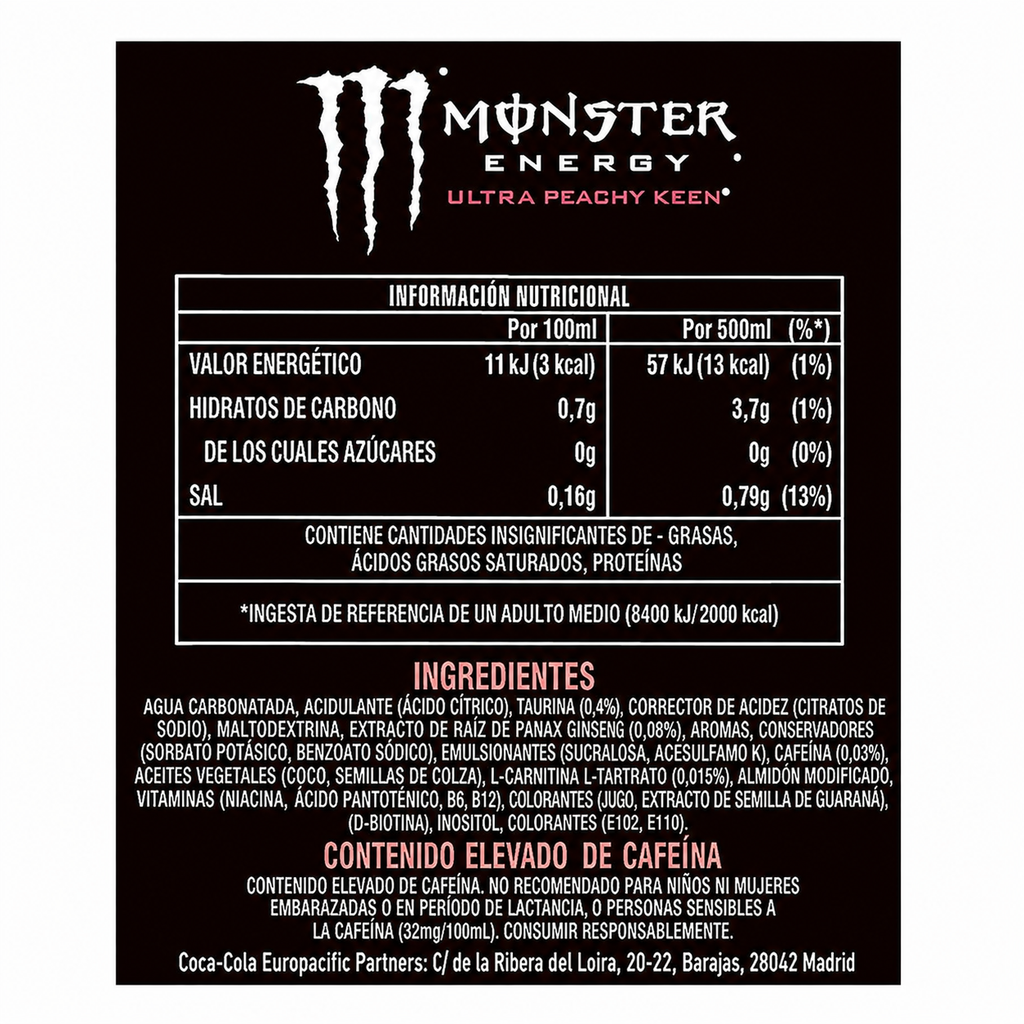 MONSTER ENERGY ULTRA PEACHY KEEN LATA 500ML