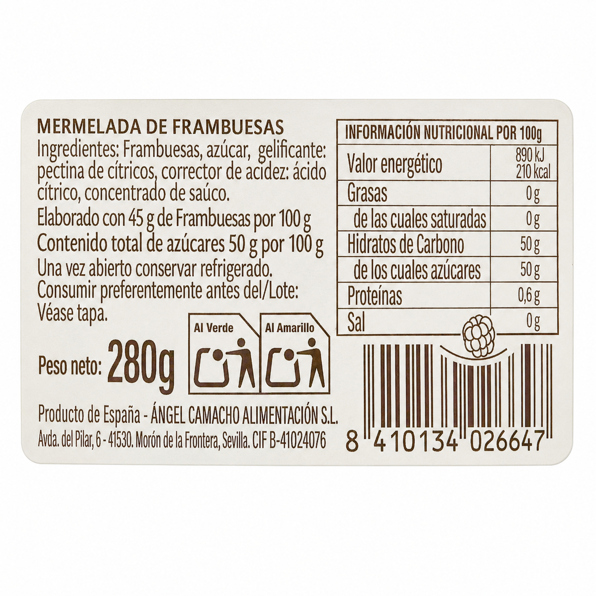 MERMELADA VIEJA FABRICA FRAMBUESAS 280 GRS
