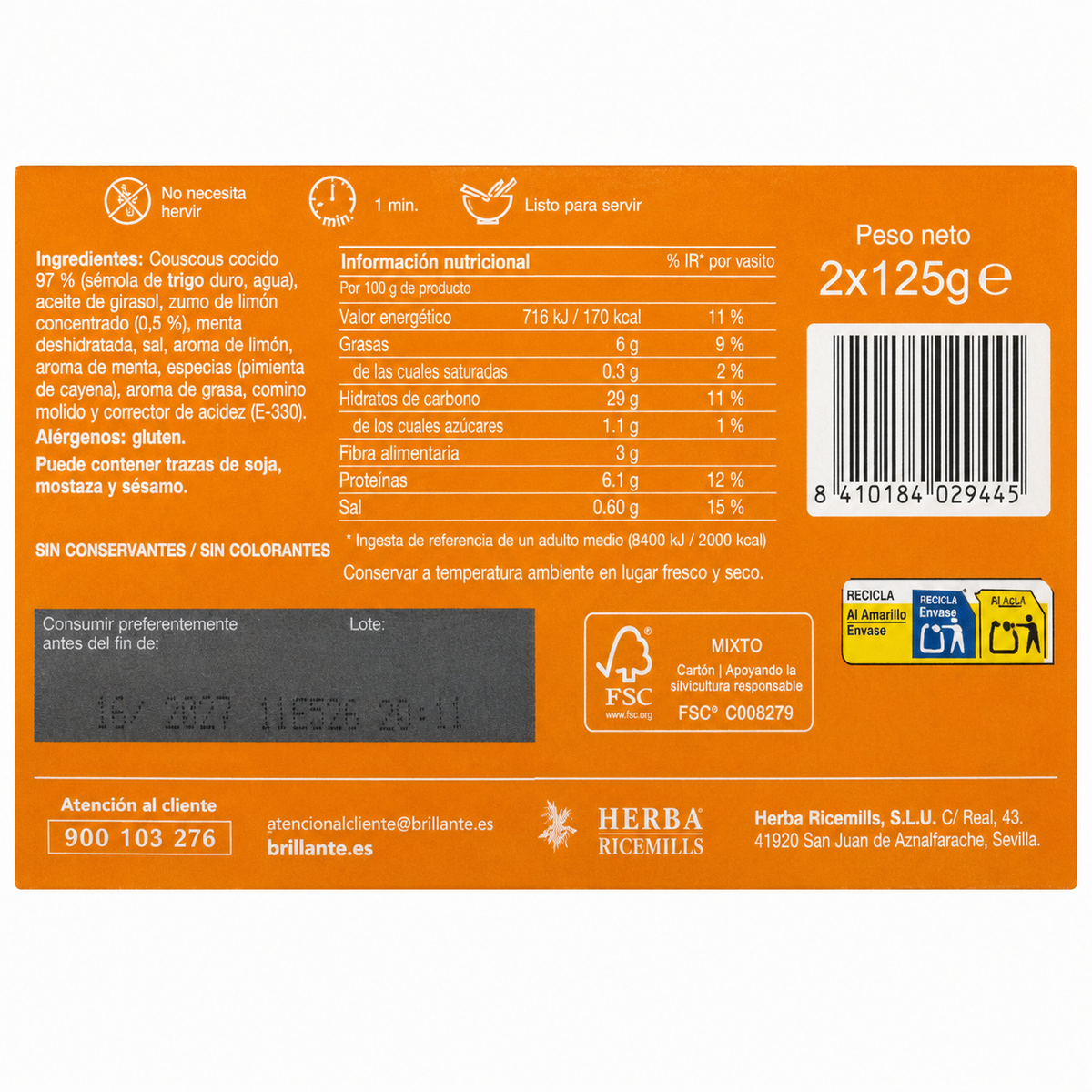 BRILLANTE COUS COUS PACK 2 X 125GR