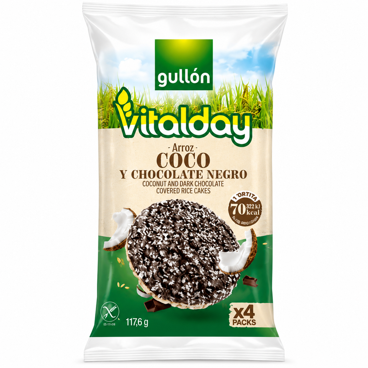 GULLON VITALDAY ARROZ CHOCO NEGRO-COCO 117,6GR
