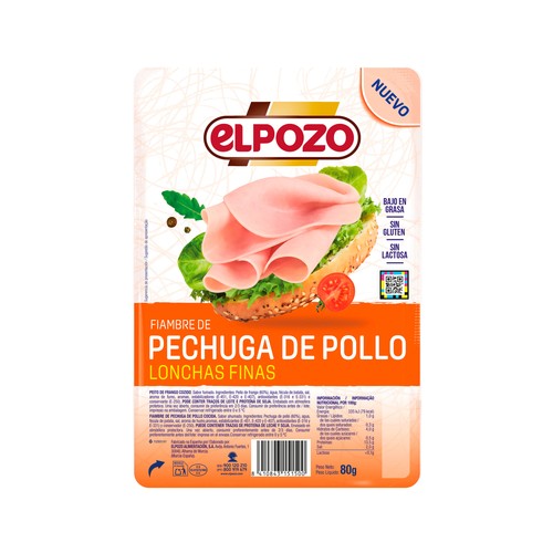 ELPOZO PECHUGA POLLO LONCHAS 80GR +15%