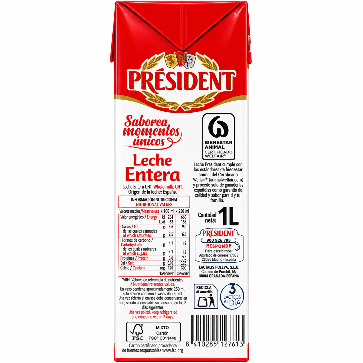PRESIDENT LECHE ENTERA BRIK 1 L