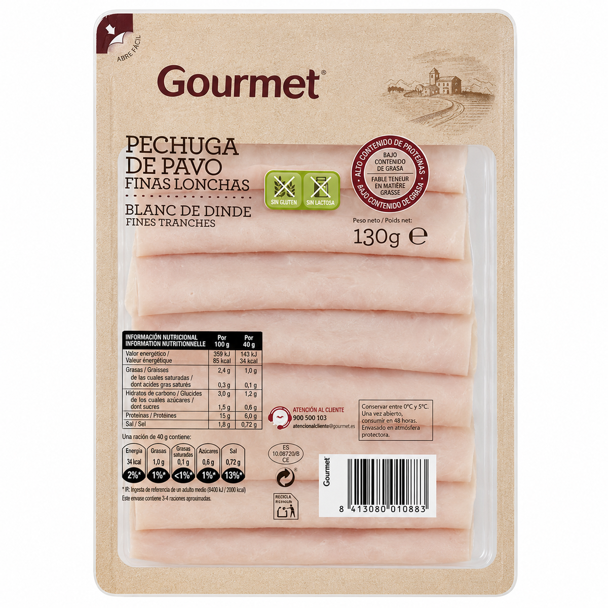 GOURMET PECHUGA PAVO F LONCHAS 300 G