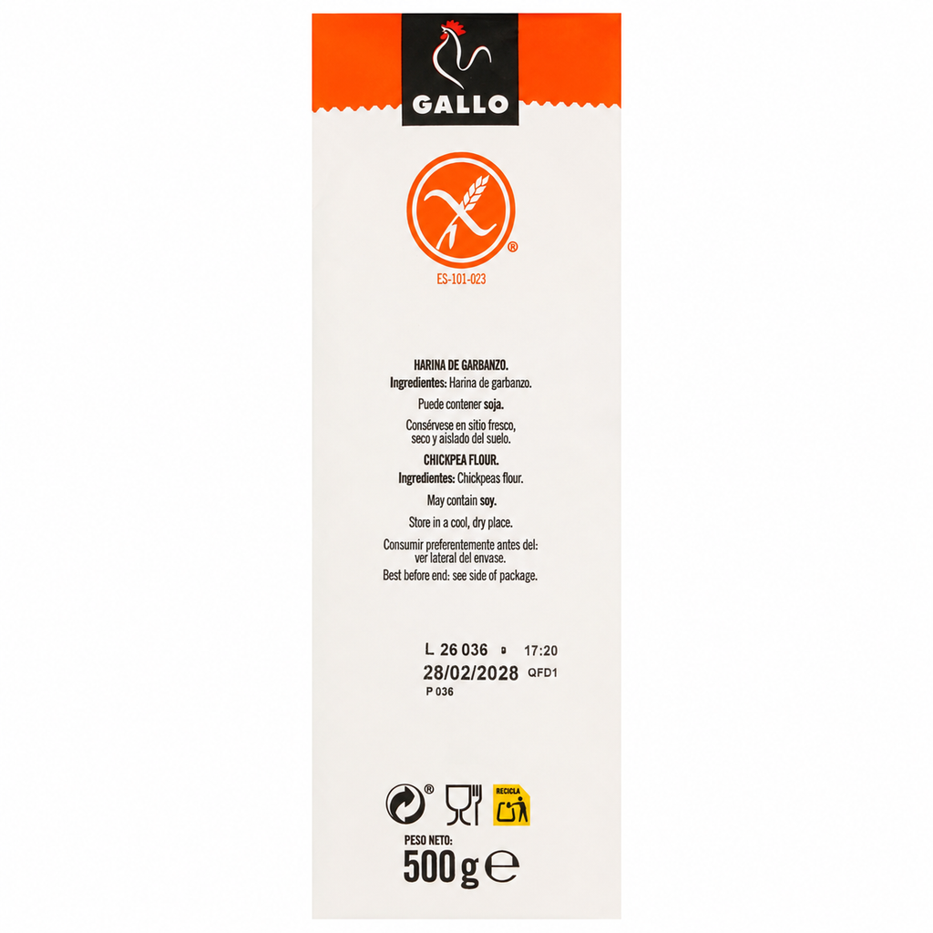 GALLO HARINA GARBANZO 500 GRS