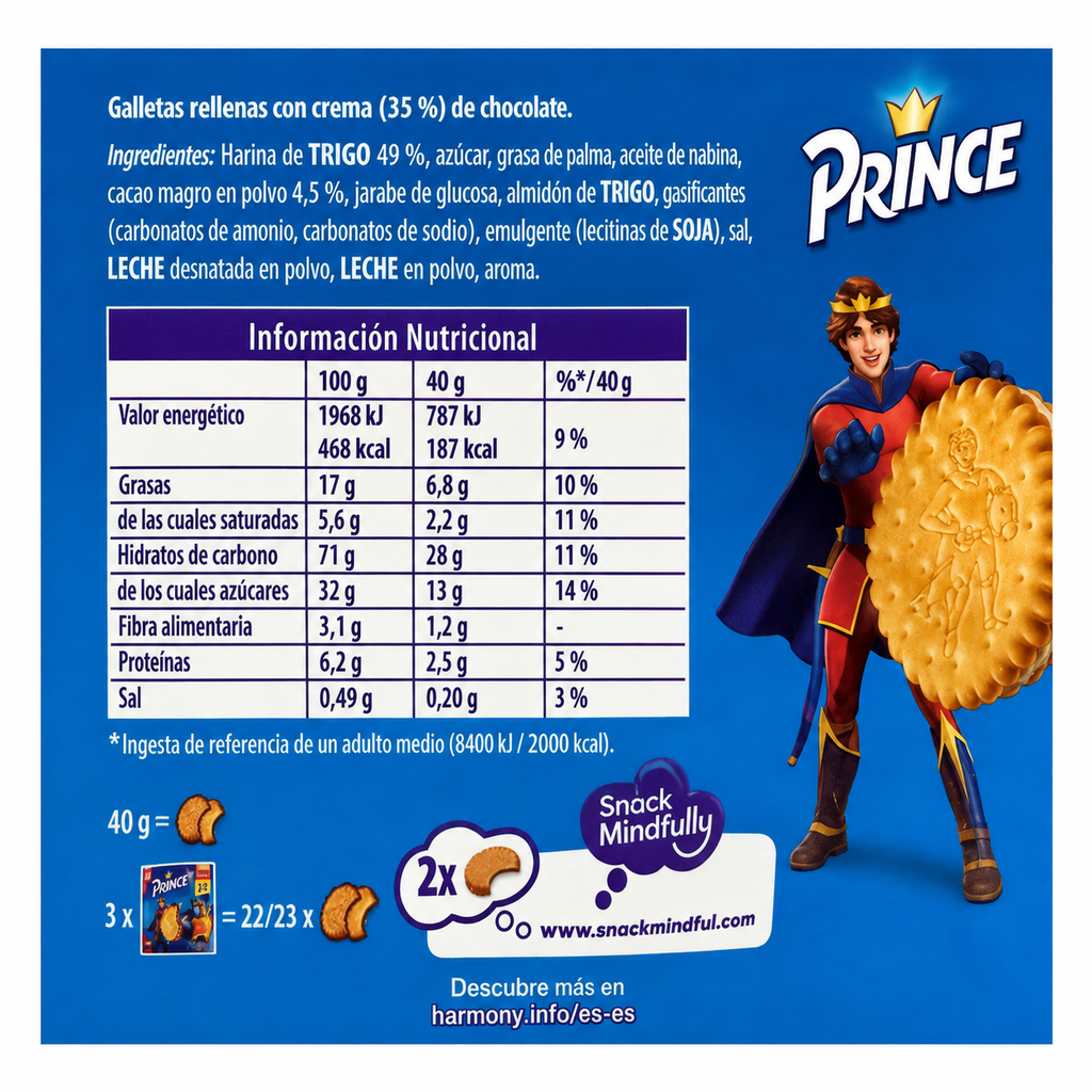 GALLETA PRINCIPE CHOCOLATE 300GR PACK3