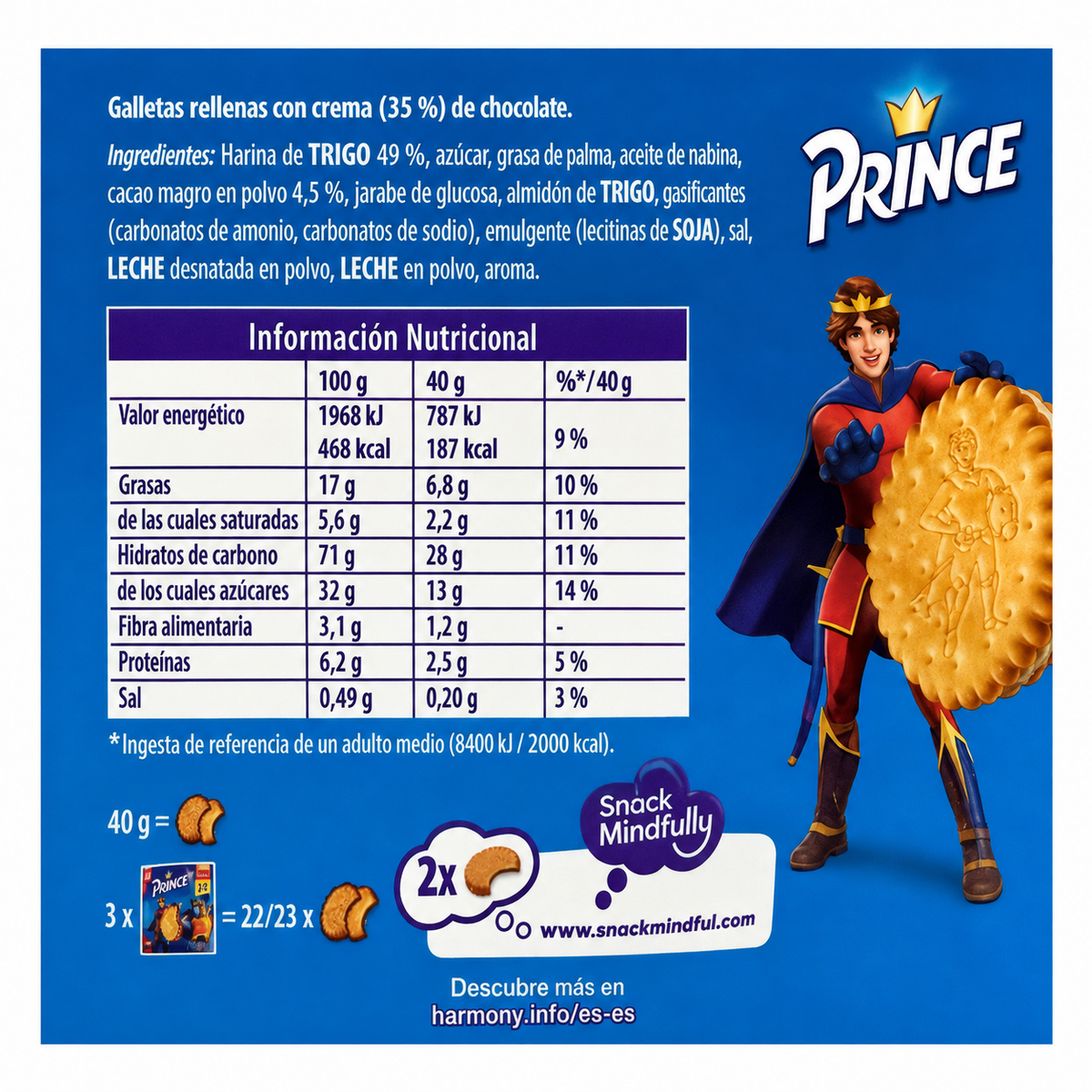 GALLETA PRINCIPE CHOCOLATE 300GR PACK3