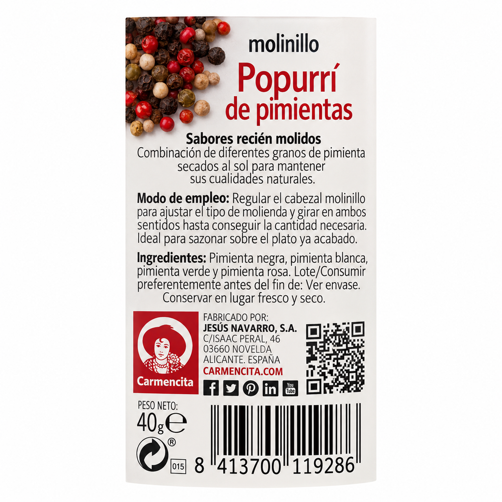 CARMENCITA POPURRI DE PIMIENTAS CRISTAL 40G.