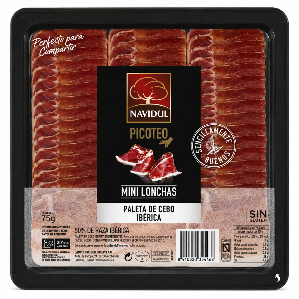 NAVIDUL PICOTEO MINI LONCHAS JAMON CEBO IBERICO 65GR