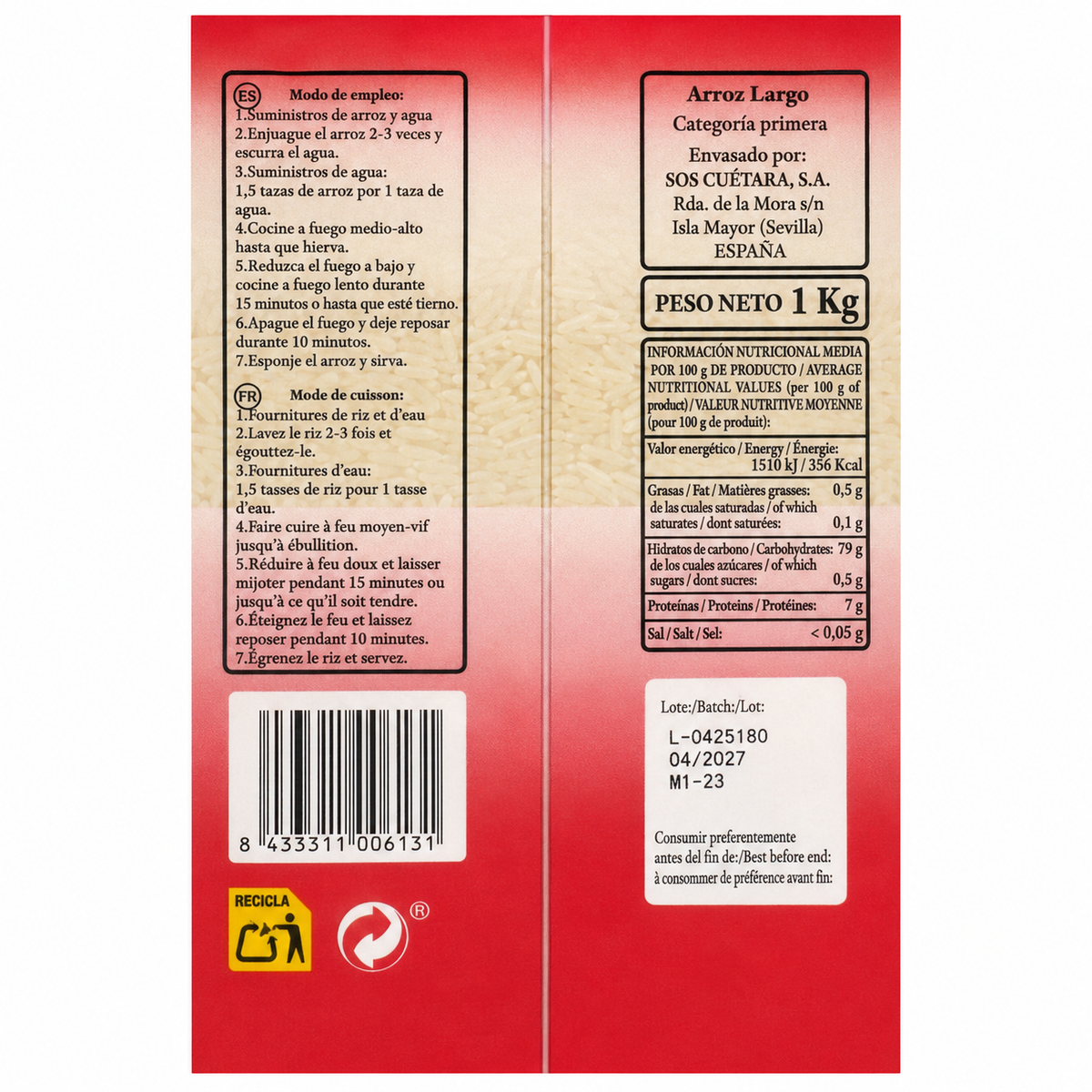 LA RUEDA ARROZ LARGO 1KG