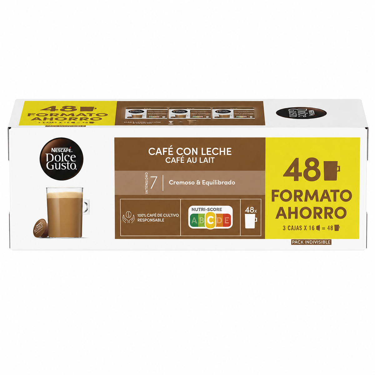 NESCAFE DOLCE GUSTO FORMATO PACK-3 CAFE CON LECHE 48 UND