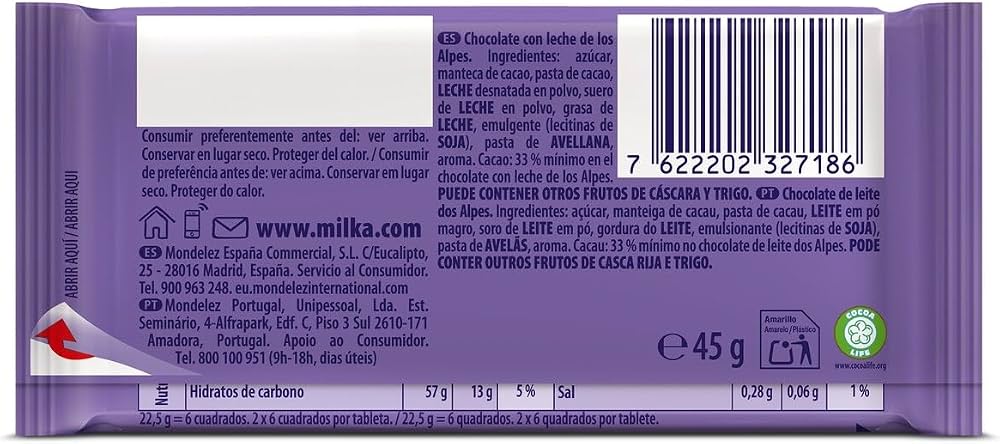 MILKA CHOCOLATE CON LECHE 125 GRS.