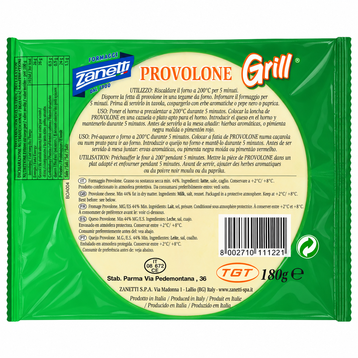 ZANETTI PROVOLONE GRILL 180GR