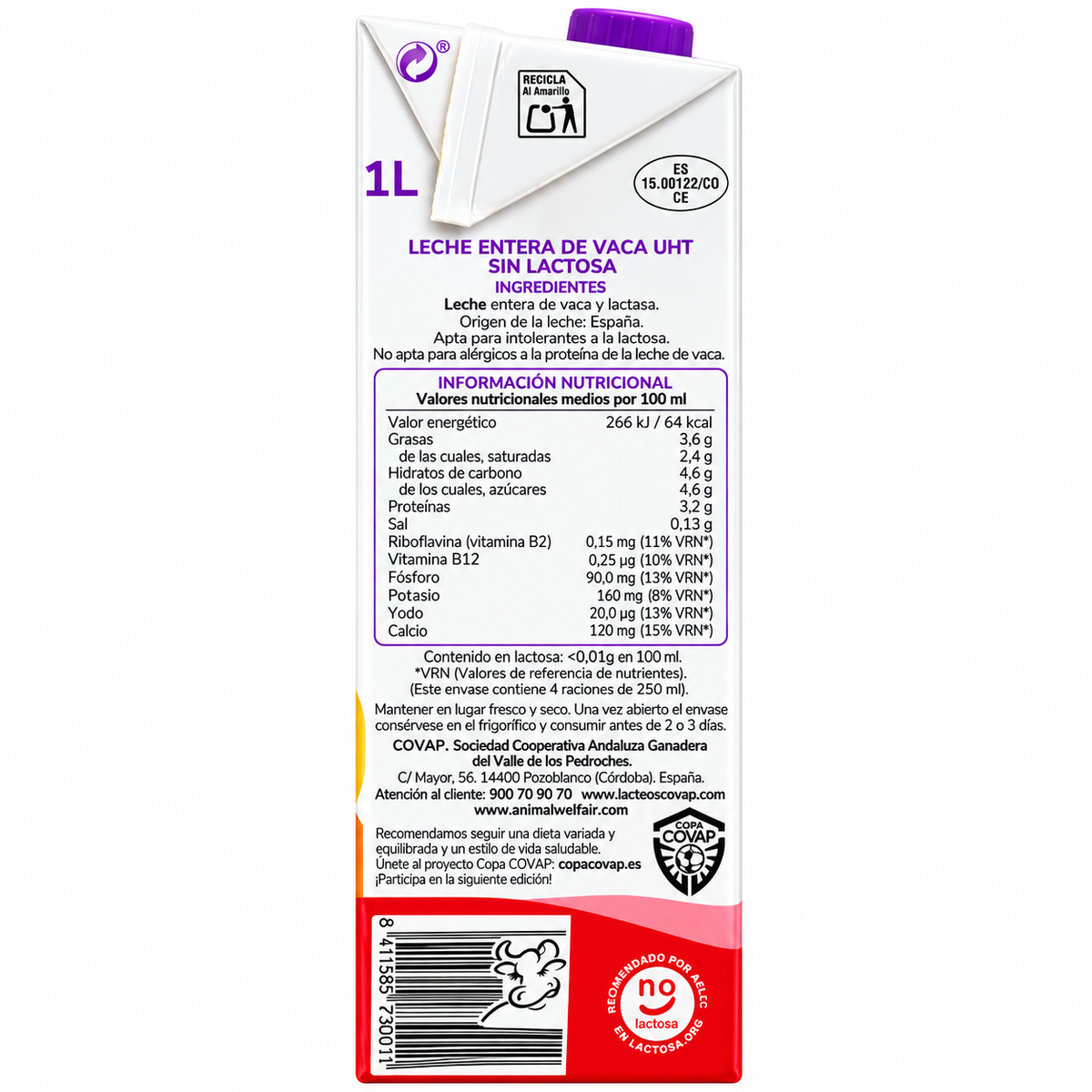 Covap Leche 1 L. S/lactosa Entera