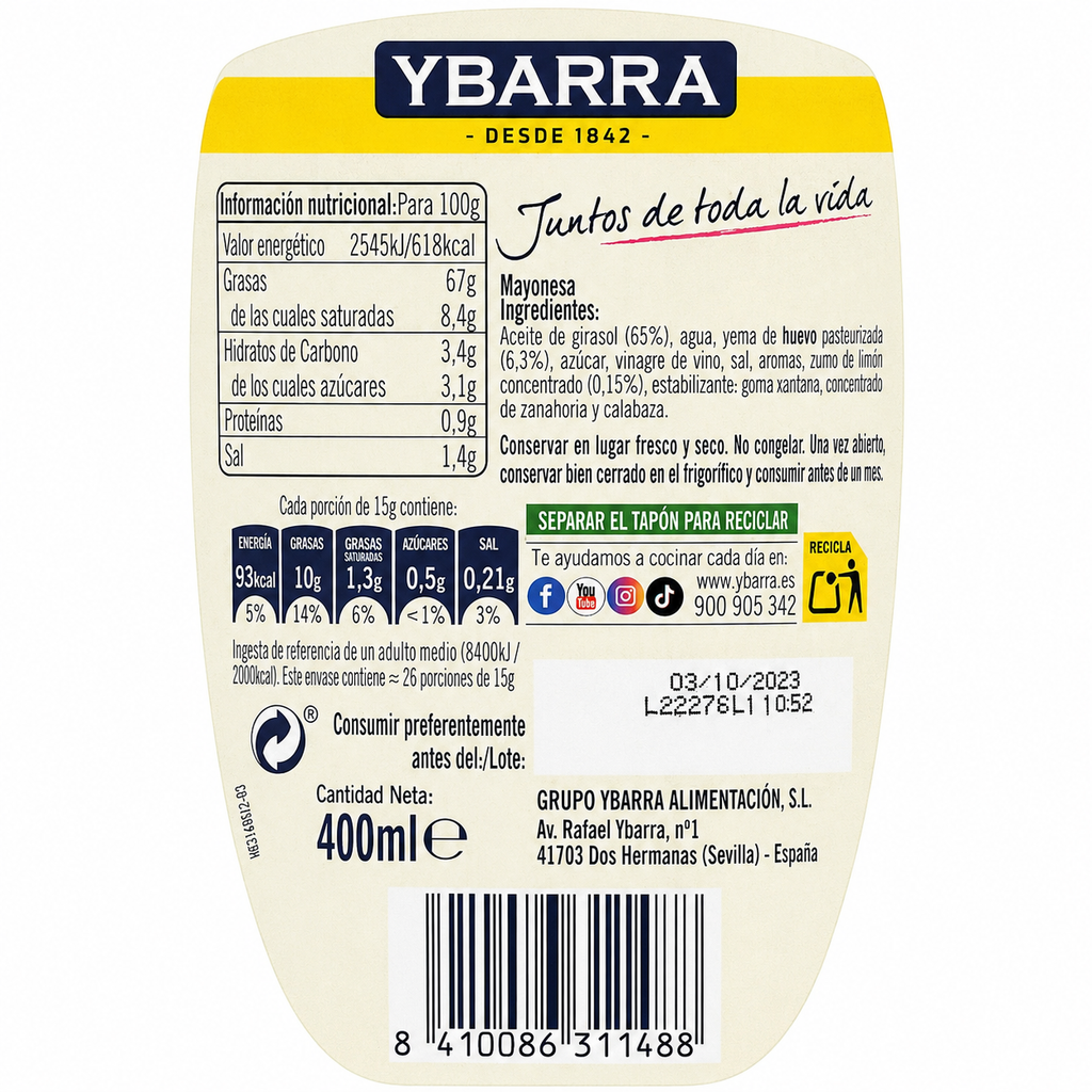 MAYONESA YBARRA ANTIGOTEO 400 ML