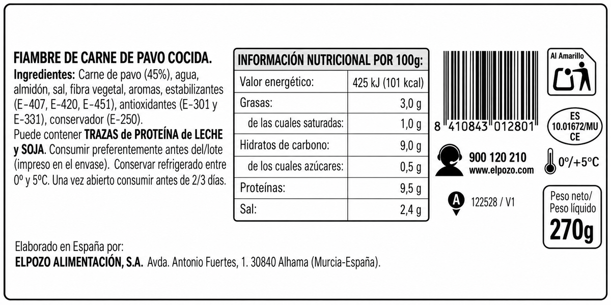 ELPOZO PAVO SANDWICH MAXI 270GR