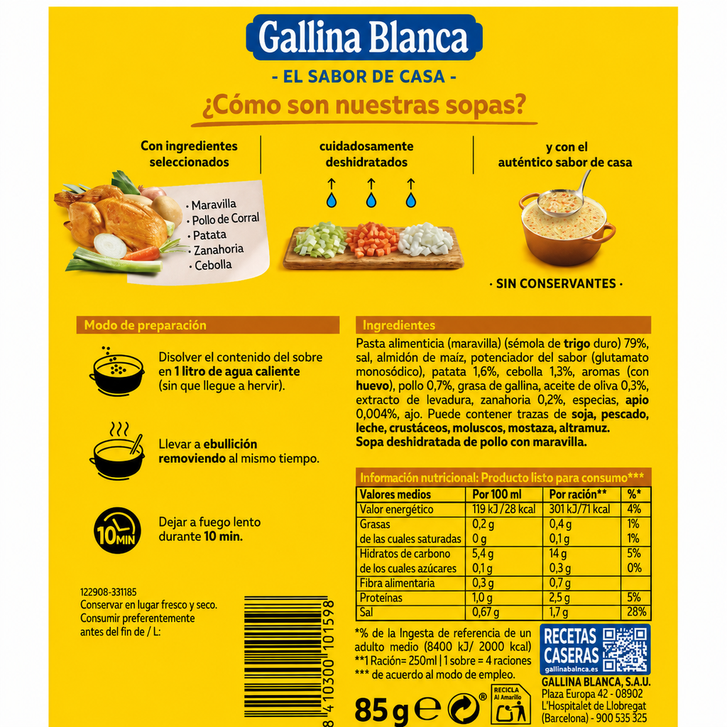 GALLINA BLANCA SOPA MARAVILLA SOBRE 56GR
