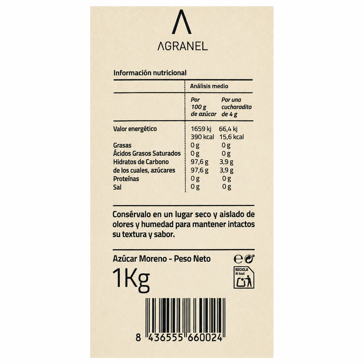 AGRANEL AZUCAR MORENO 1KG