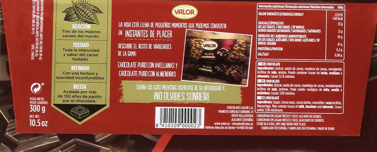 VALOR CHOCOLATE PURO 300GR