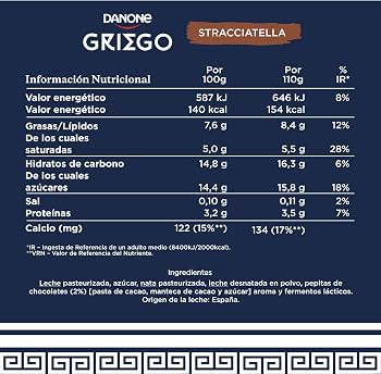 DANONE YOGUR GRIEGO STRACCIATELLA PACK 4 X 115GR