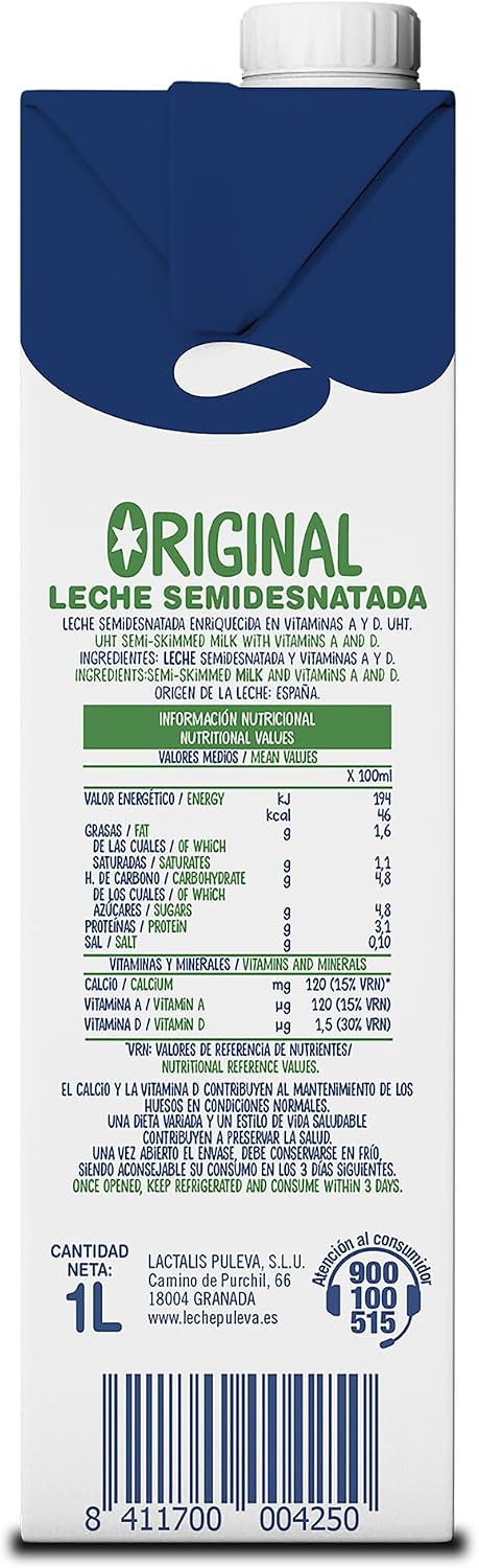 LECHE PULEVA SEMIDESNATADA 1L