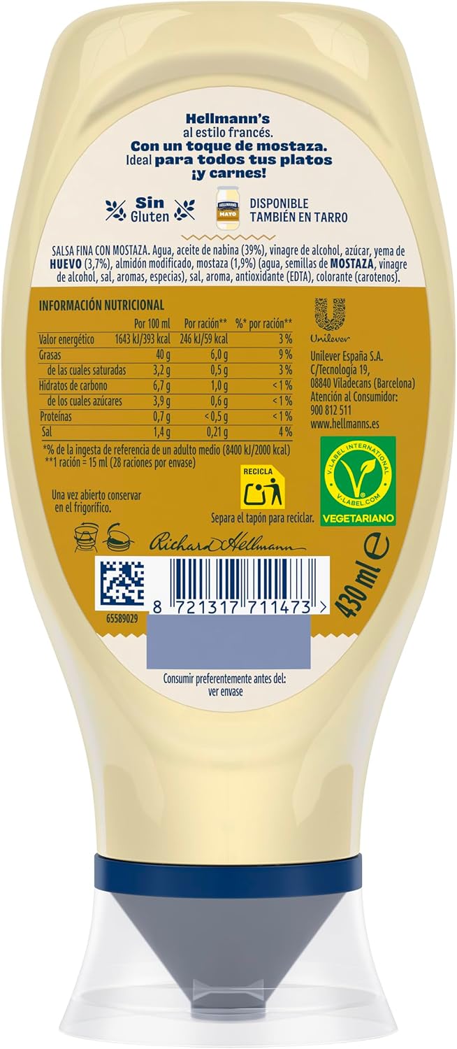 HELLMANNS MAYONESA A LA FRANCESA BOCABJO 430 ML