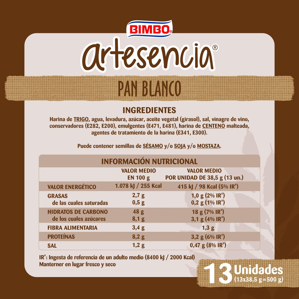 BIMBO REBANADA EST. ARTESANO 500GR