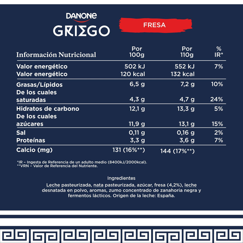 DANONE YOGUR GRIEGO FRESA PACK 4 X 110GR