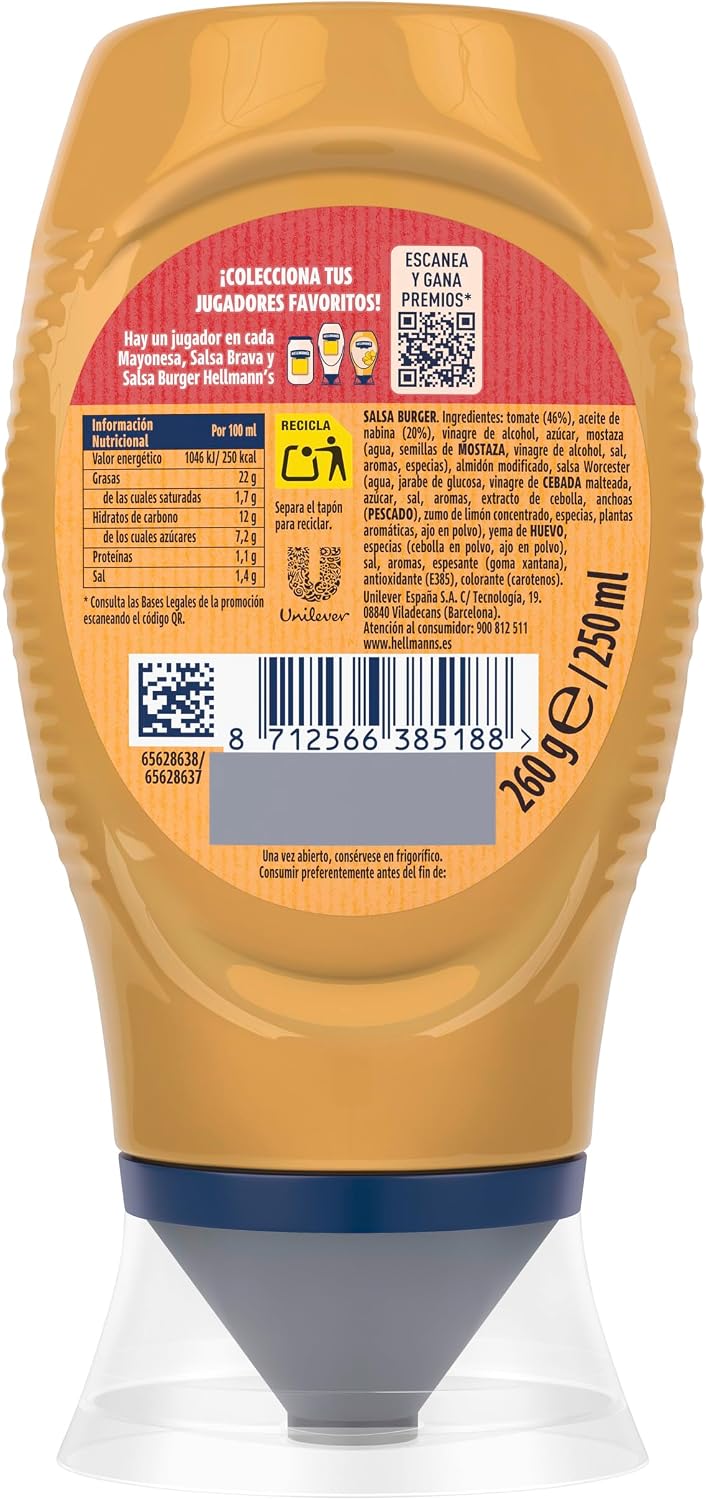 SALSA HELLMANNS BURGUER 250 ML.