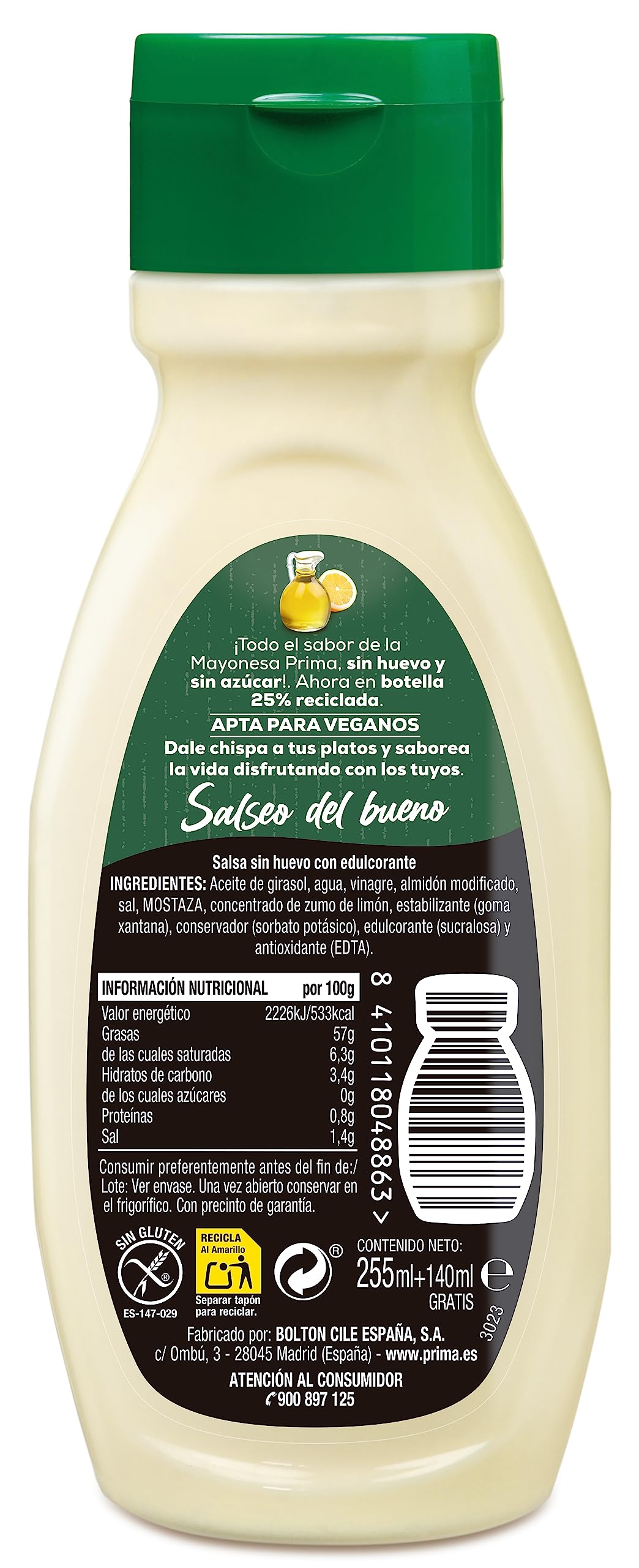 PRIMA MAYONESA CERO 255ML+190ml.