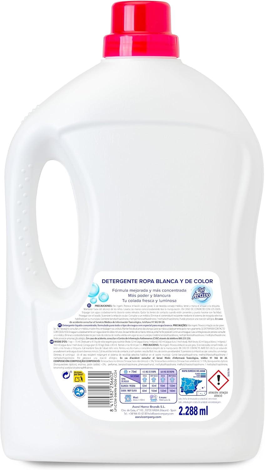 Asevi Detergente Gel Activo 60 Dosis 3,12 L