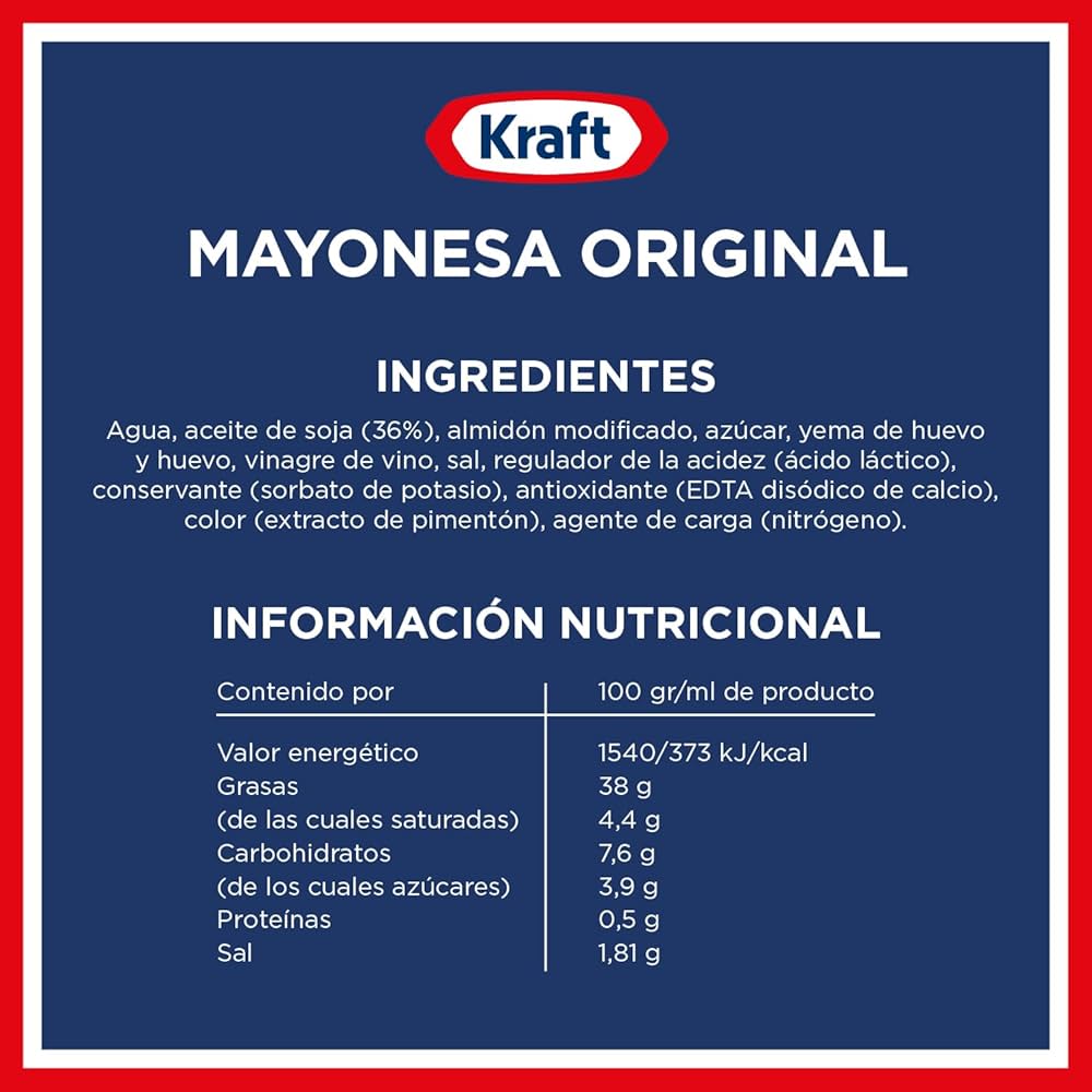 KRAFT MAYONESA SABOR TRADICIONAL TARRO CRISTAL 500ML
