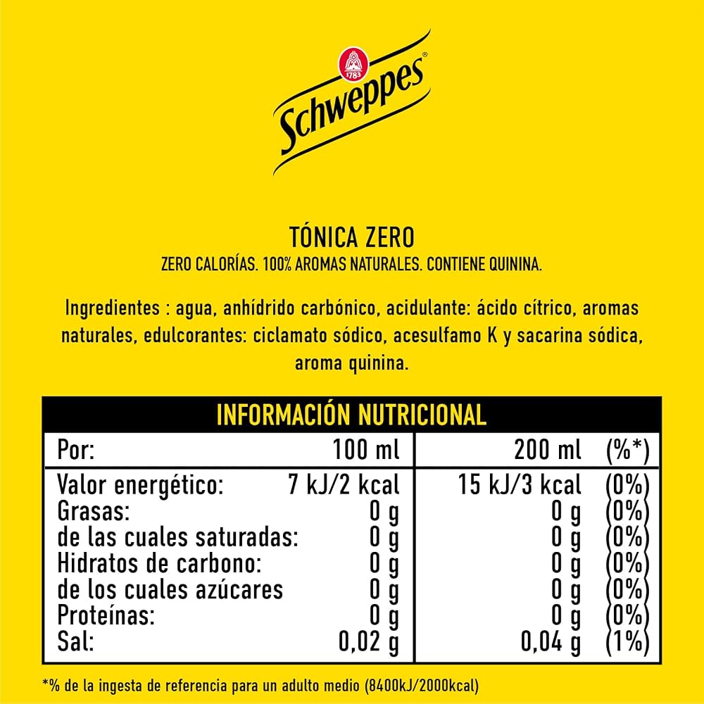 TONICA SCHWEPPES ZERO LATA 25CL