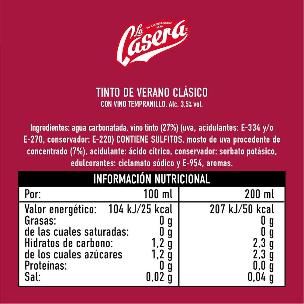 TINTO VERANO GASEOSA LA CASERA 1,5 L.