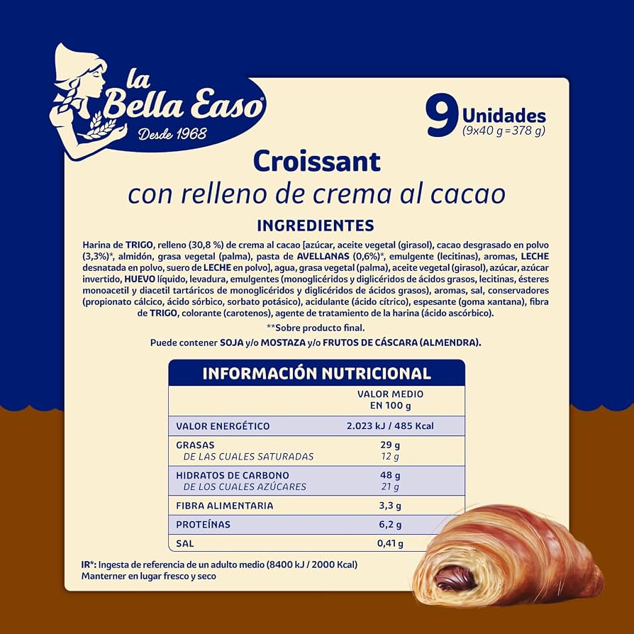 BIMBO LA BELLA EASO CROISSANTS CHOCO 9 UND 378GR
