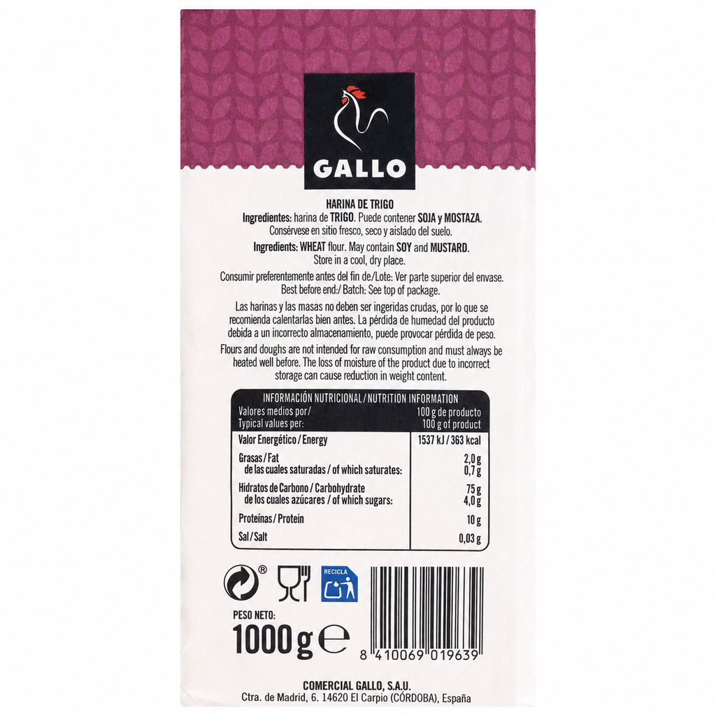 GALLO HARINA REPOSTERIA 1 KG.