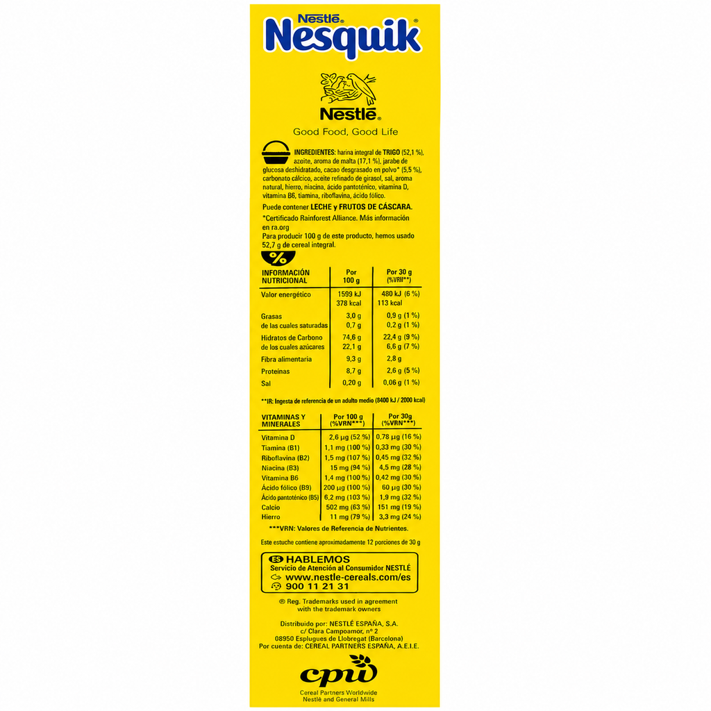 CEREALES NESQUIK CHOCOLATE 375 GRS. Ç