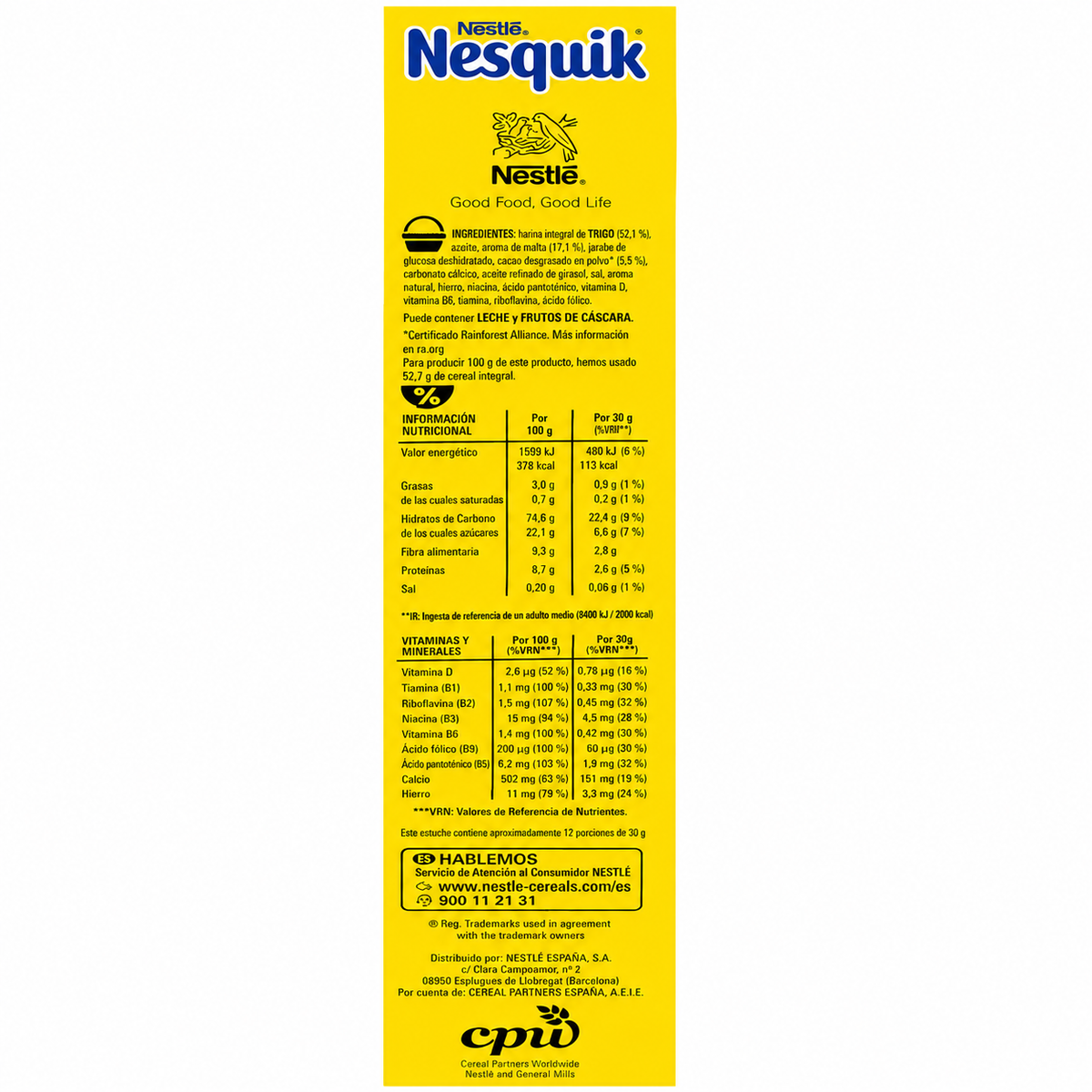 CEREALES NESQUIK CHOCOLATE 375 GRS. Ç